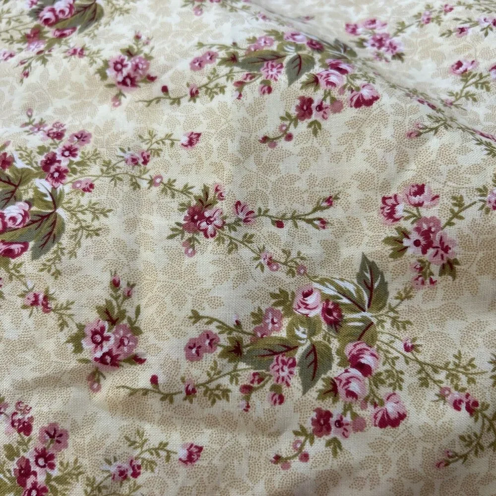 David Textiles Cotton Quilting Fabric Floral Print Yellow Pink Flowers 3.2 Yd